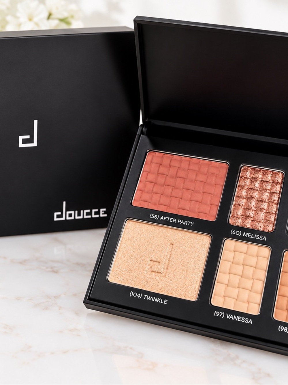 Doucce Eyeshadow Palette — Peachy Coral, Champagne & Cream Shades
